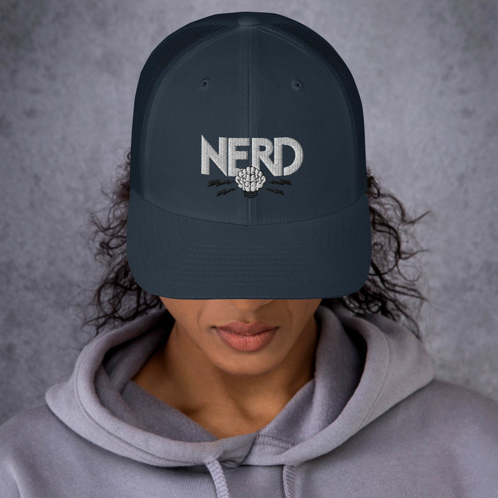 NERD Brain Logo Trucker Cap - Pharrell WIlliams Inspired-Navy-Archethype