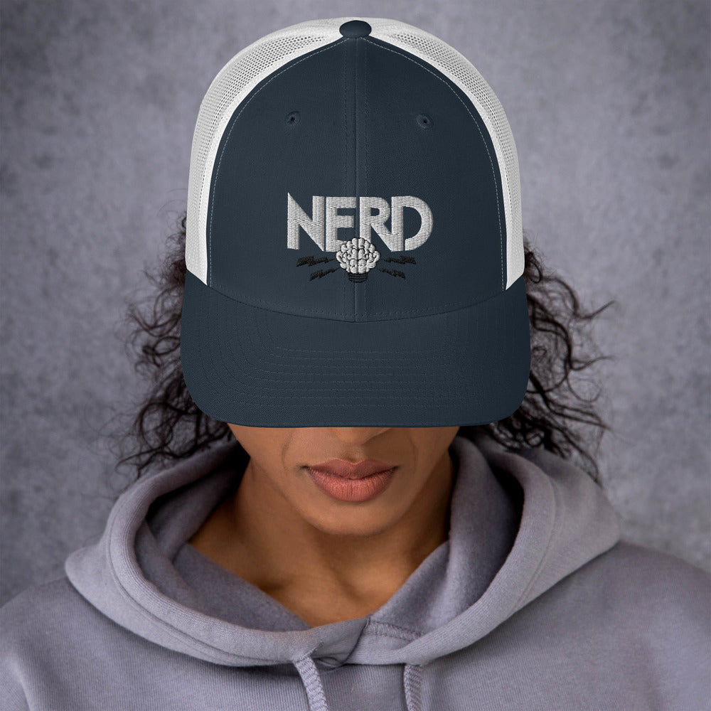 NERD Brain Logo Trucker Cap - Pharrell WIlliams Inspired-Navy/ White-Archethype