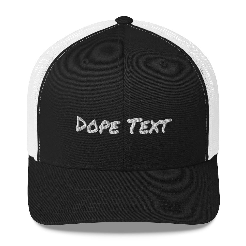 Custom embroidered text Trucker Cap - Free personalization customization Trucker Hat Cap-Black/ White-Archethype