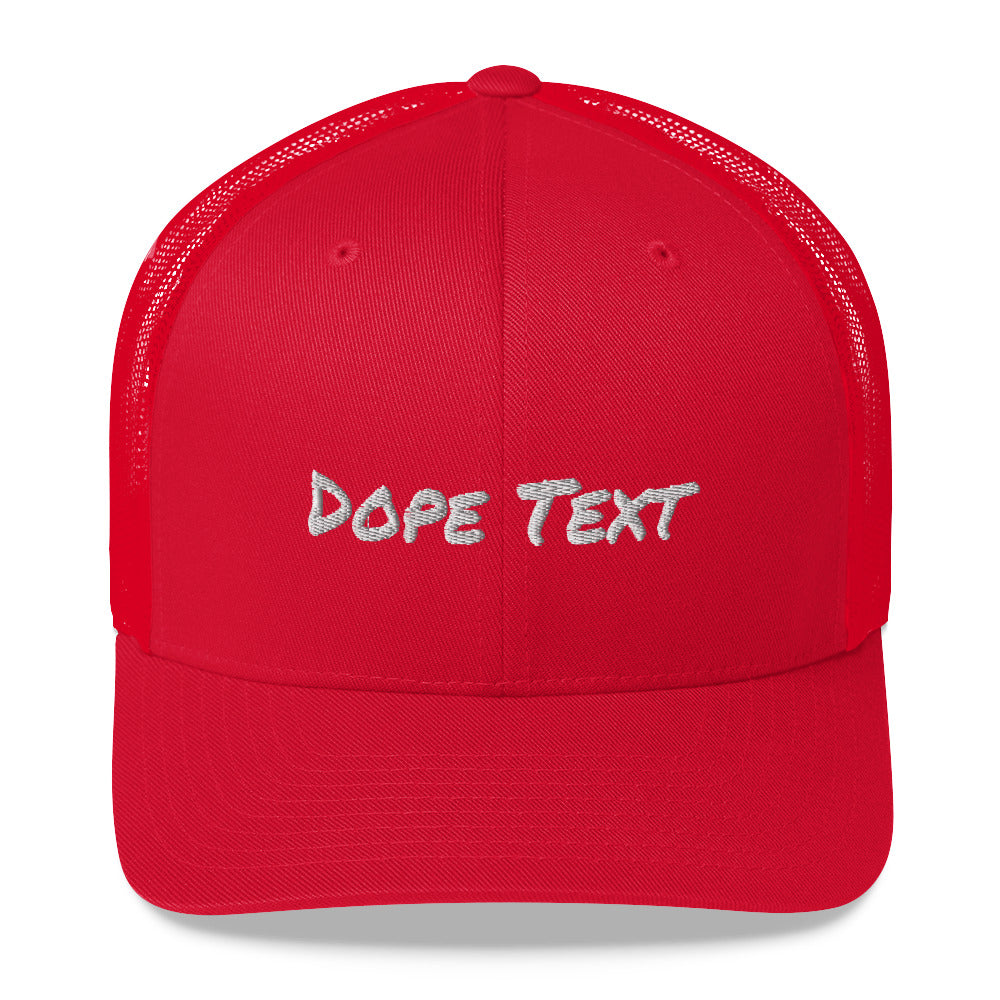 Custom embroidered text Trucker Cap - Free personalization customization Trucker Hat Cap-Red-Archethype