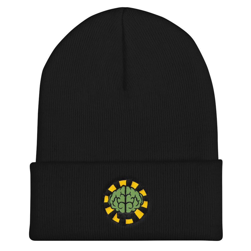 NERD Brain logo embroidery Cuffed Beanie. Pharrell Williams, Chad Hugo & Shay Haley N*E*R*D inspired-Black-Archethype