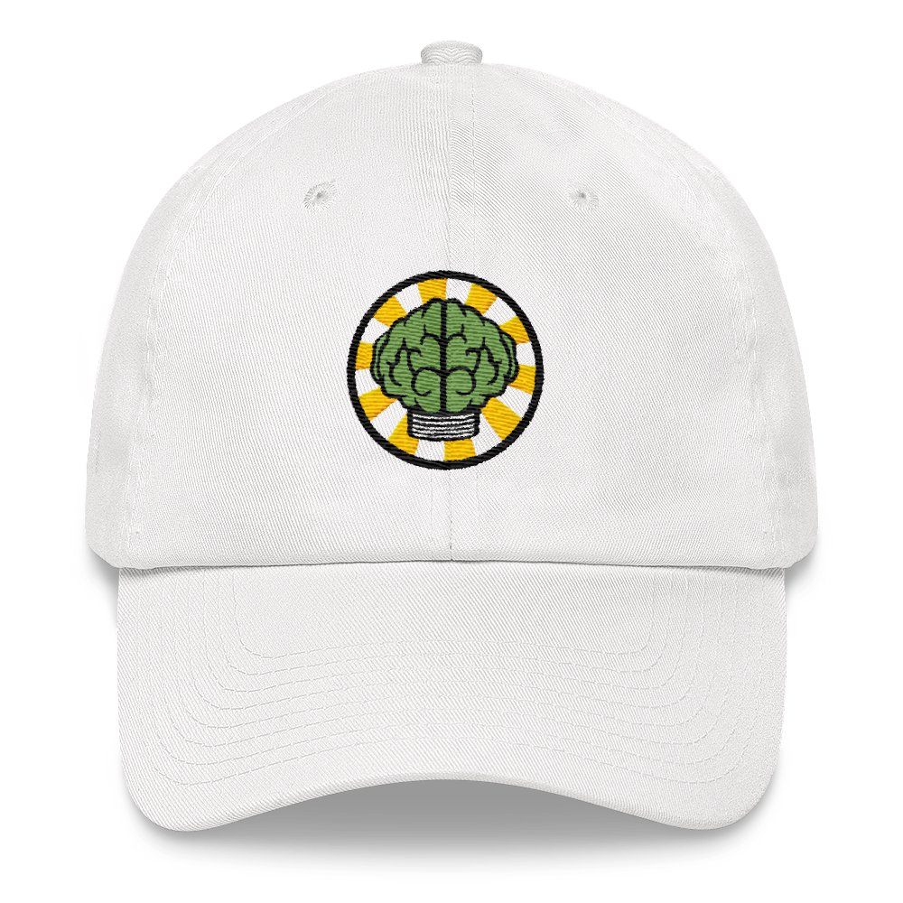 NERD Brain logo embroidery Dad cap snapback. Pharrell Williams, Chad Hugo & Shay Haley.-White-Archethype