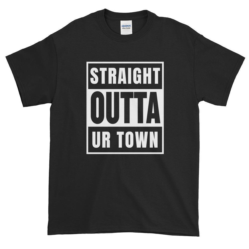 Personalized Straight outta Compton or Your Town Short-Sleeve T-Shirt-Black-S-Archethype