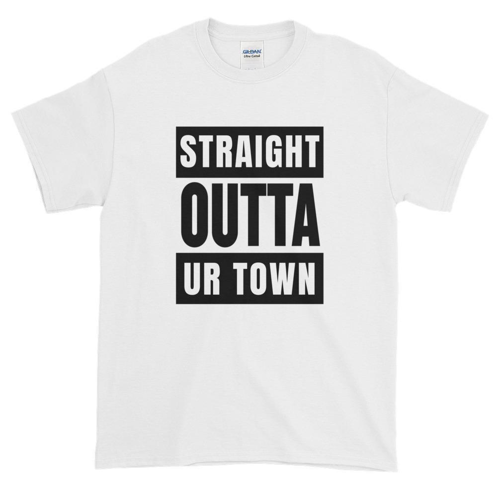 Personalized Straight outta Compton or Your Town Short-Sleeve T-Shirt-White-S-Archethype