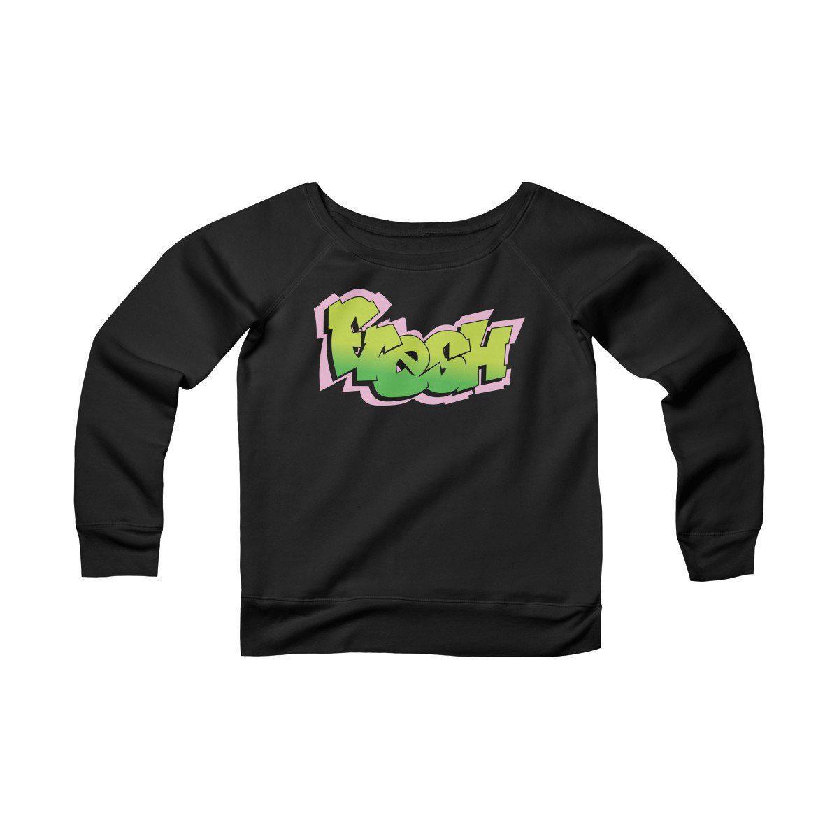 The Fresh Prince Women's Sponge Fleece Wide Neck Sweatshirt-Black-S-Archethype