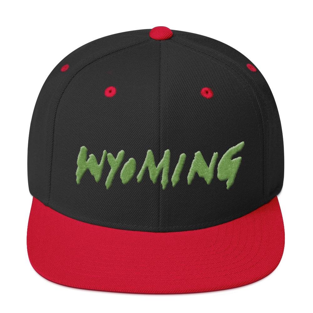 Wyoming Merch Snapback Hat-Black/ Red-Archethype