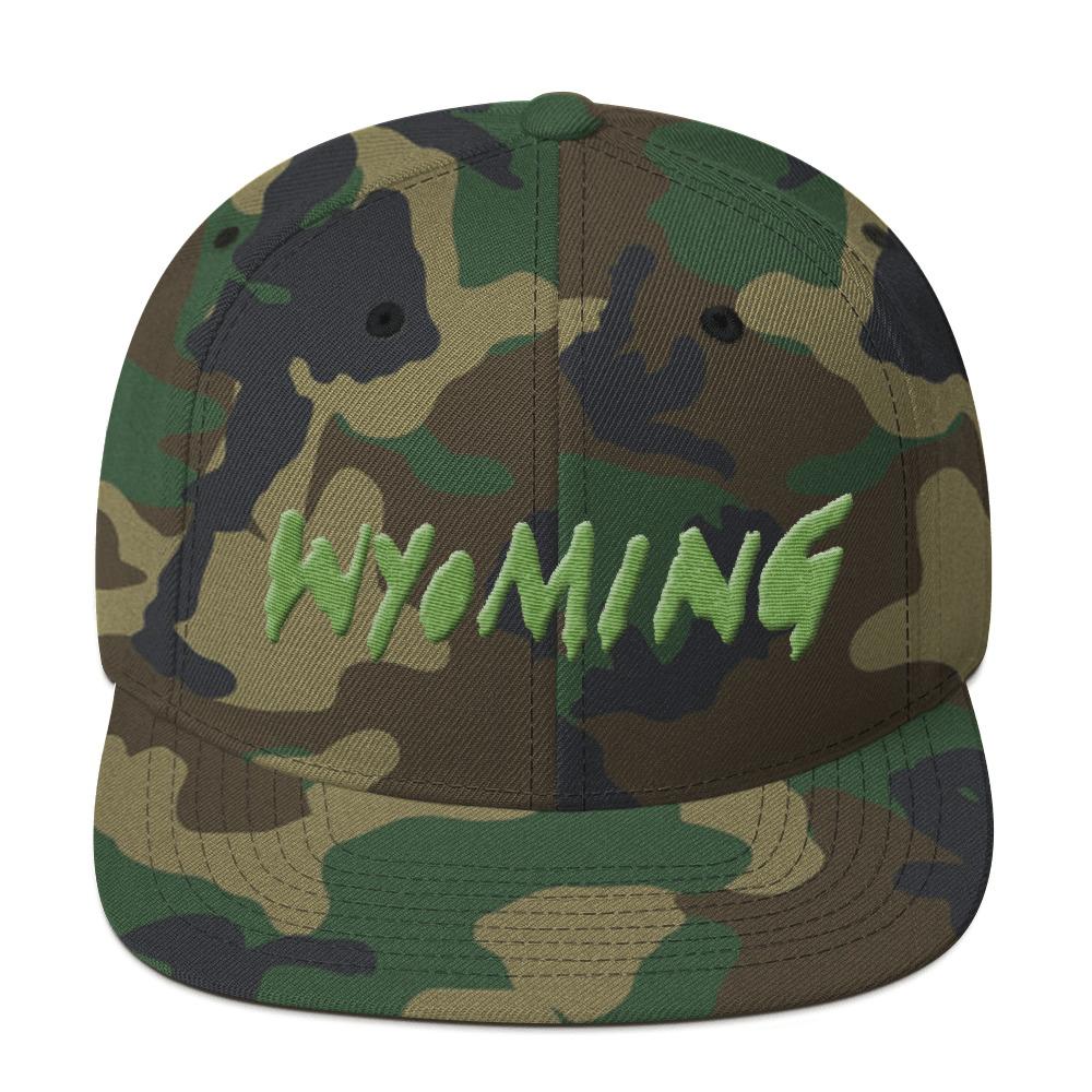 Wyoming Merch Snapback Hat-Green Camo-Archethype